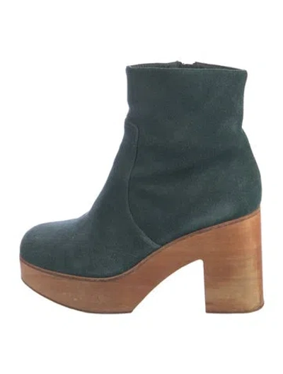 Pre-owned Charlotte Stone Suede Boots In Green