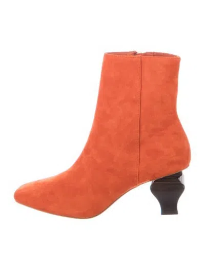 Pre-owned Charlotte Stone Suede Boots In Orange