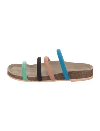 Pre-owned Charlotte Stone Suede Colorblock Pattern Flats In Multi
