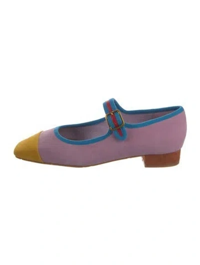Pre-owned Charlotte Stone Suede Colorblock Pattern Mules W/ Tags In Purple