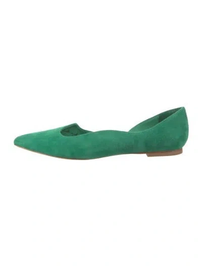 Pre-owned Charlotte Stone Suede Flats In Green