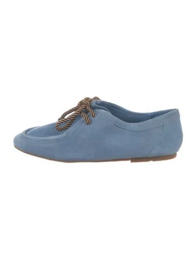 Pre-owned Charlotte Stone Suede Moccasins In Blue