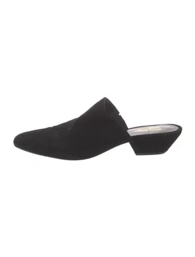 Pre-owned Charlotte Stone Suede Mules In Black