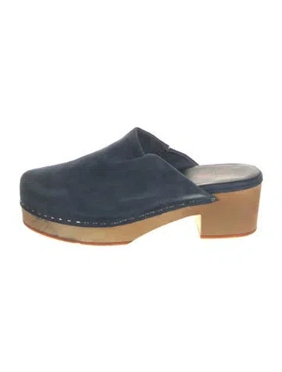 Pre-owned Charlotte Stone Suede Mules In Blue