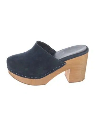 Pre-owned Charlotte Stone Suede Mules In Blue