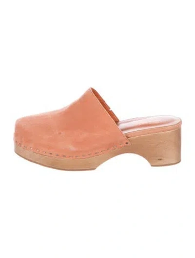 Pre-owned Charlotte Stone Suede Mules In Brown