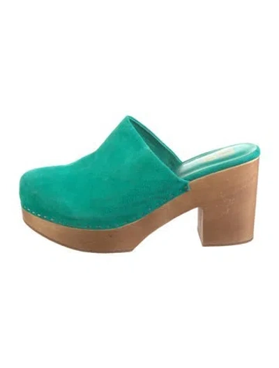 Pre-owned Charlotte Stone Suede Mules In Green