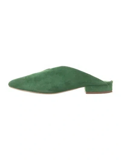 Pre-owned Charlotte Stone Suede Mules In Green