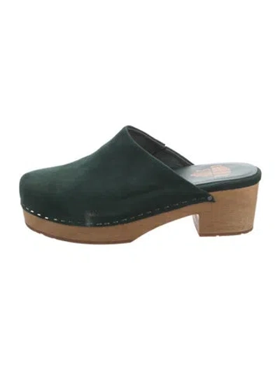 Pre-owned Charlotte Stone Suede Mules In Green