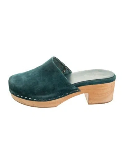 Pre-owned Charlotte Stone Suede Mules In Green