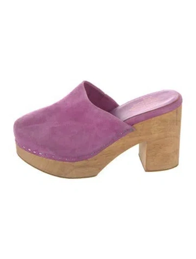 Pre-owned Charlotte Stone Suede Mules In Neutrals/pink