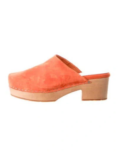 Pre-owned Charlotte Stone Suede Mules In Orange