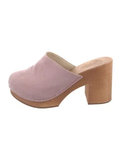 Pre-owned Charlotte Stone Suede Mules In Pink