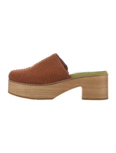 Pre-owned Charlotte Stone Suede Mules In Pink