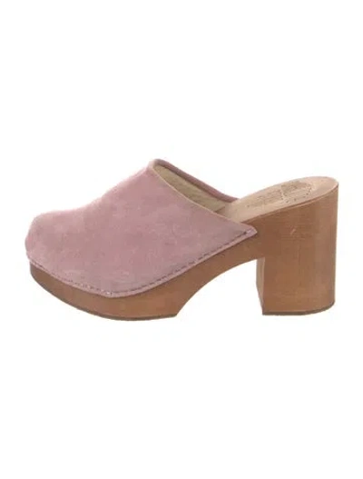 Pre-owned Charlotte Stone Suede Mules In Pink