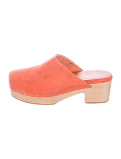 Pre-owned Charlotte Stone Suede Mules In Pink