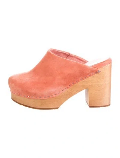Pre-owned Charlotte Stone Suede Mules In Pink
