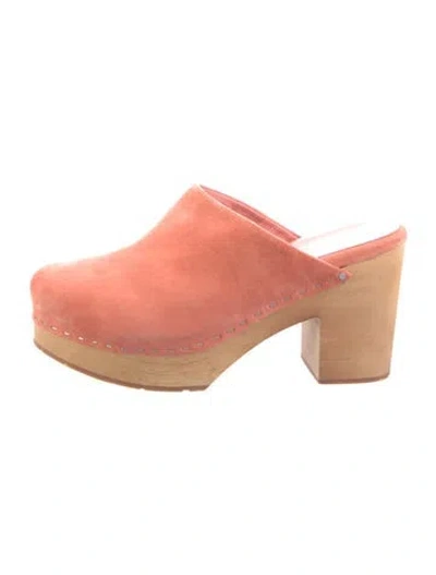 Pre-owned Charlotte Stone Suede Mules In Pink