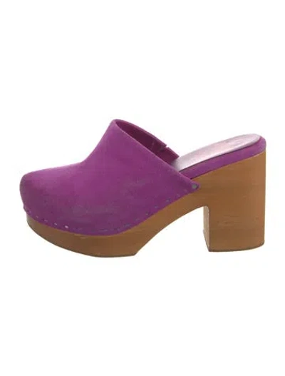 Pre-owned Charlotte Stone Suede Mules In Purple