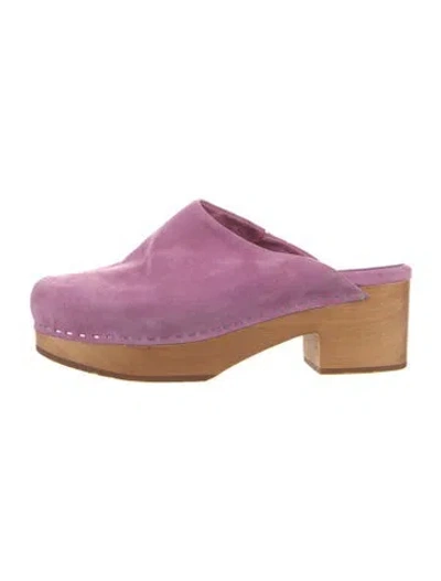 Pre-owned Charlotte Stone Suede Mules In Purple