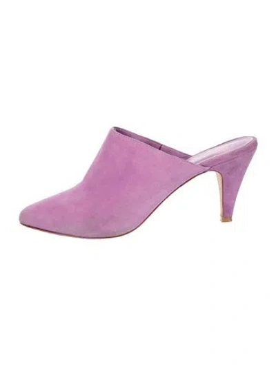 Pre-owned Charlotte Stone Suede Mules In Purple