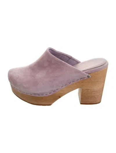 Pre-owned Charlotte Stone Suede Mules In Purple