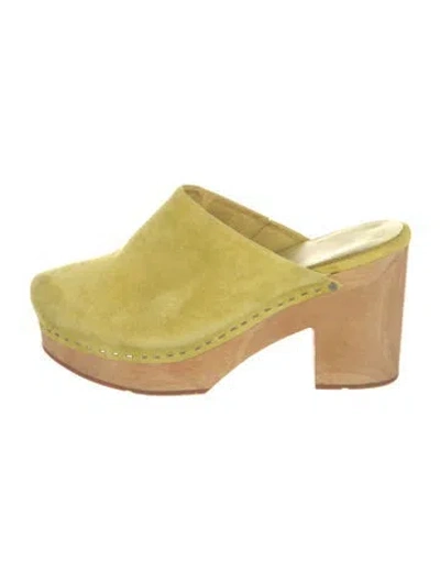 Pre-owned Charlotte Stone Suede Mules In Yellow