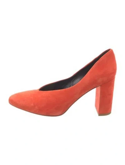 Pre-owned Charlotte Stone Suede Pumps In Orange