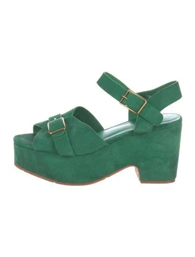 Pre-owned Charlotte Stone Suede Sandals In Green