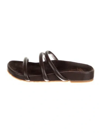 Pre-owned Charlotte Stone Suede Slides In Brown