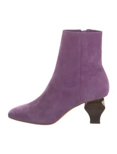 Pre-owned Charlotte Stone Suede Sock Boots In Purple