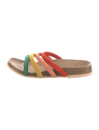 Pre-owned Charlotte Stone Suede Striped Slides