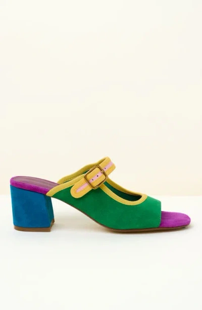 Charlotte Stone Trissa Mismatch Mary Jane Slide Sandal In Blue