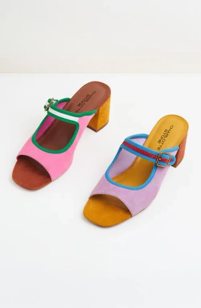 Charlotte Stone Trissa Mismatch Mary Jane Slide Sandal In Blue