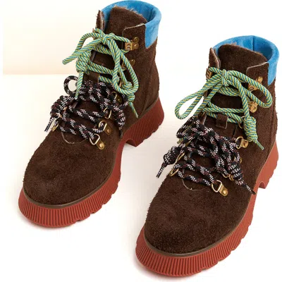 Charlotte Stone Tyler Lace-up Lug Sole Boot In Brown