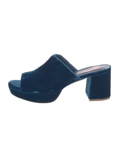 Pre-owned Charlotte Stone Velvet Slides In Blue