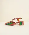 Charlotte Stone Vera Crisscross Slingback Low Block Heel Pump In Berkeley Stripe