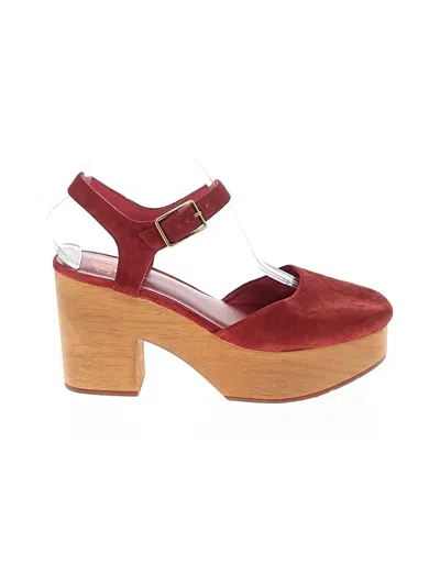 Pre-owned Charlotte Stone Wedges In Burgundy