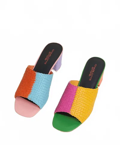 Charlotte Stone Women's Lenu Woven Block Heel Mule Sandal In Kortman In Multi