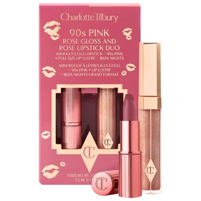 Charlotte Tilbury K. I.s. S.i. N.g Lipstick And Lip Gloss Duos 90's Pink In White