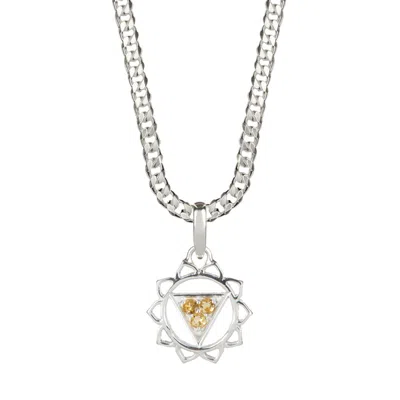 Charlotte's Web Jewellery Solar Plexus Chakra Men's Silver Necklace - Citrine