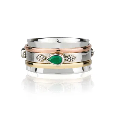 Charlotte's Web Jewellery Women's Amara Bliss Silver Spinning Ring - Green Onyx