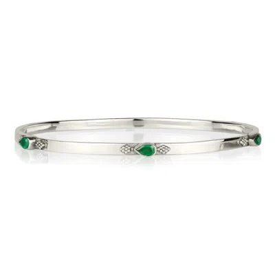 Charlotte's Web Jewellery Women's Amara Bliss Silver Stacking Bangle - Green Onyx