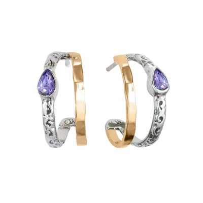 Charlotte's Web Jewellery Women's Aura Magic Silver Hoop Earrings - Tanzanite