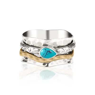 Charlotte's Web Jewellery Women's Blue Aura Magic Silver Spinning Ring - Turquoise