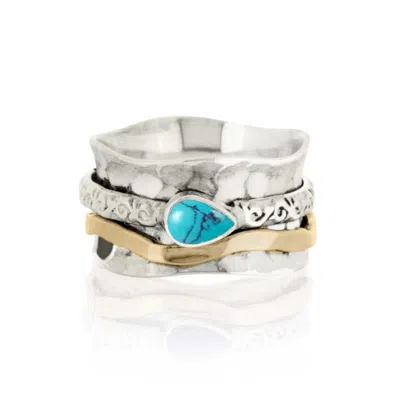 Charlotte's Web Jewellery Women's Blue Aura Magic Silver Spinning Ring - Turquoise In Gray