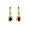 Charlotte's Web Jewellery Women's Blue / Gold / Black September Birthstone Gold Plated Huggie Hoops - Sapphire