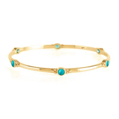 Charlotte's Web Jewellery Women's Blue / Gold Holi Jewel Gold Vermeil Bangle - Turquoise In Blue/gold