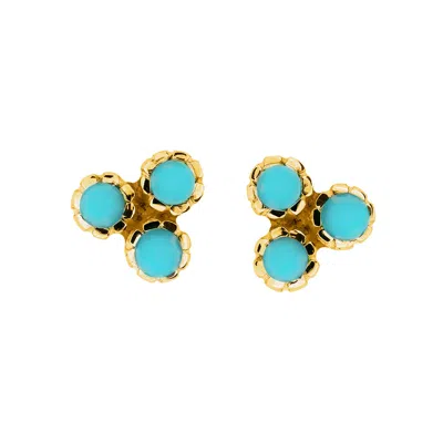 Charlotte's Web Jewellery Women's Blue / Gold Threeni Gold Vermeil Stud Earrings - Turquoise In Multi
