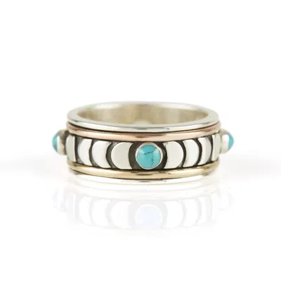 Charlotte's Web Jewellery Women's Blue Moon Phase Silver Spinning Ring - Turquoise